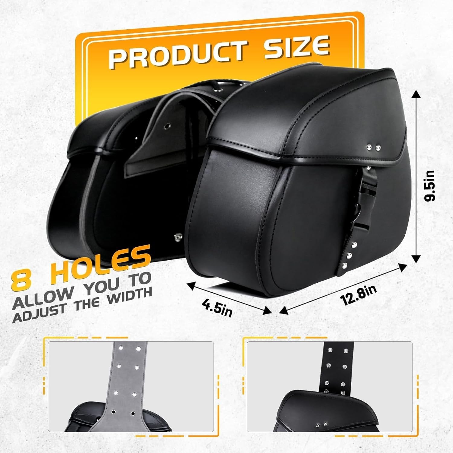 Motorcycle Saddle Bags with Buckles 16L Waterproof Motorcycle Saddlebags PU L…