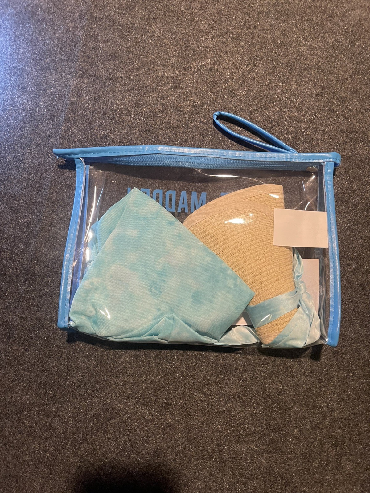 Steve Madden 3 Piece Beach Travel Set Packable Hat, Cover-Up & Pouch NEW