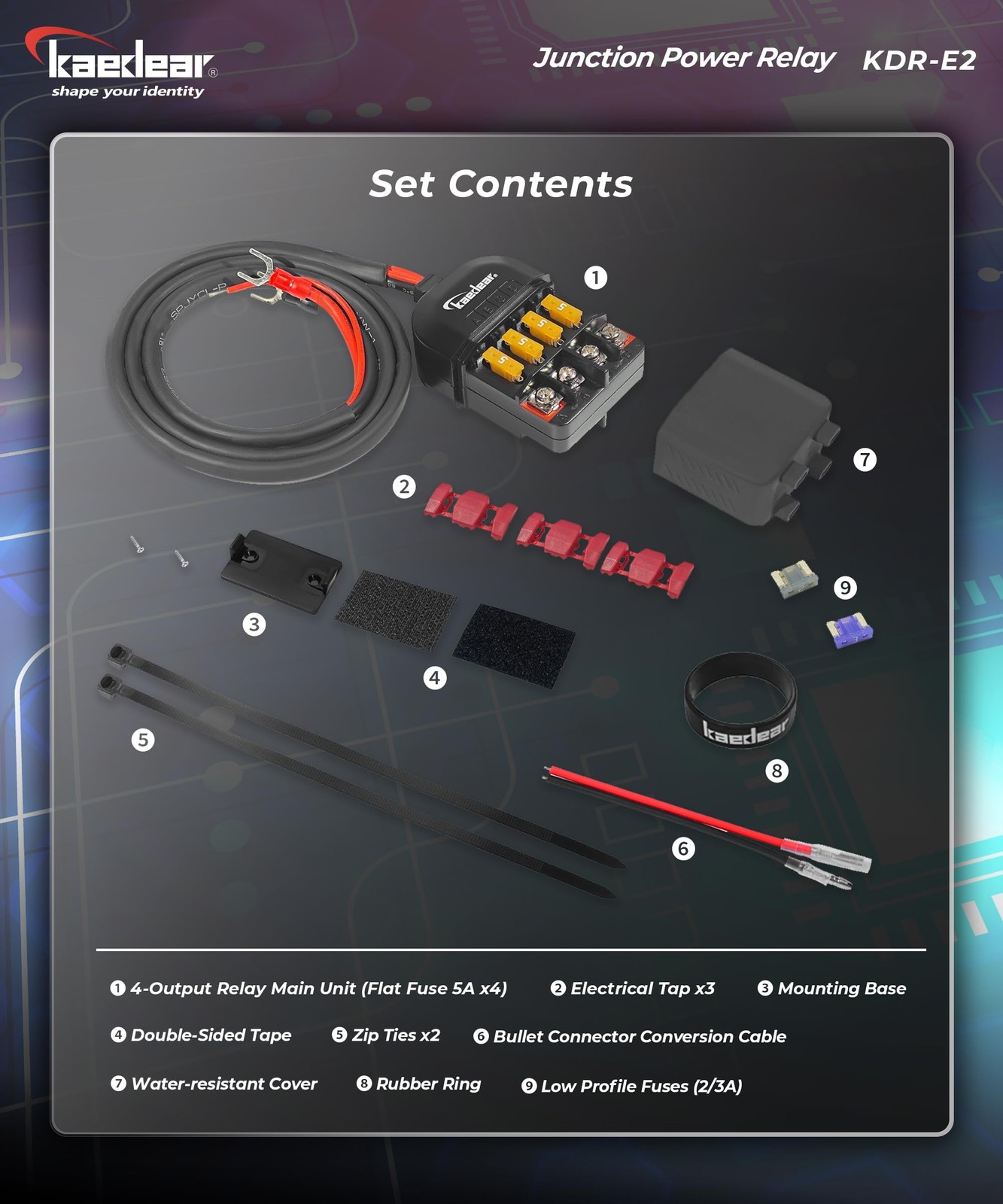 KAEDEAR DC12V 20A Waterproof 4-Way Motorcycle Power Relay Kit, KDR-E2 | DC 12…