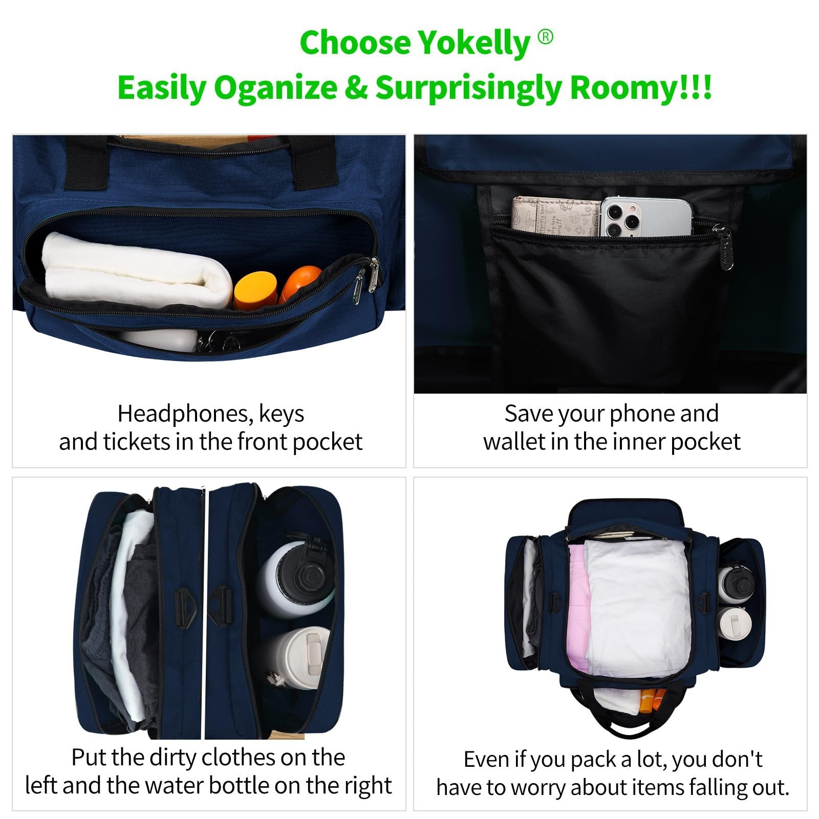 Sports Duffel Bag 26 Inch Travel Gym Duffle – Navy Blue 26 inch – 1.0