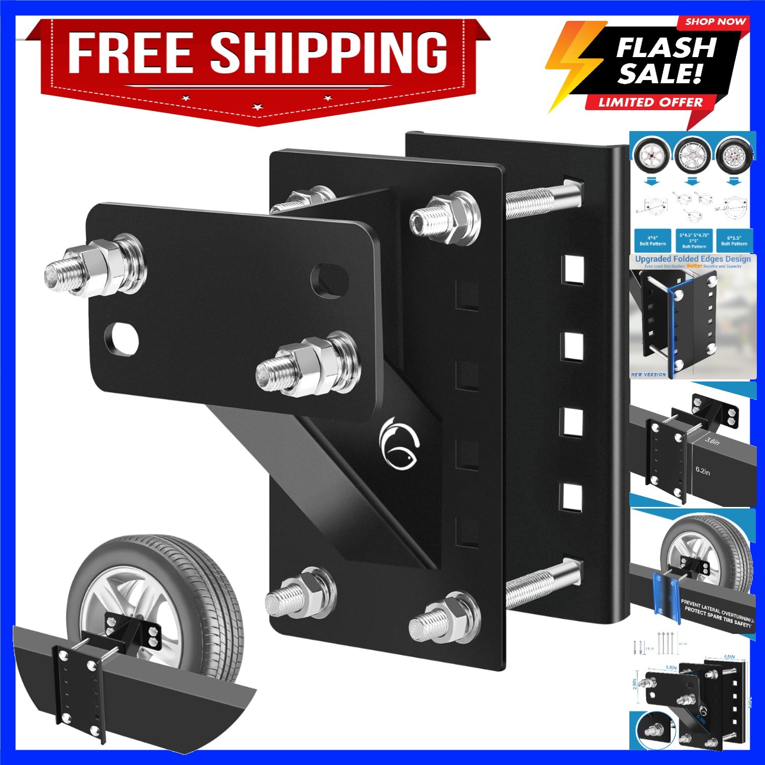 Spare Tire Carrier,Spare Tire Mount Boat Trailer Carrier Bracket,Heavy Duty L…