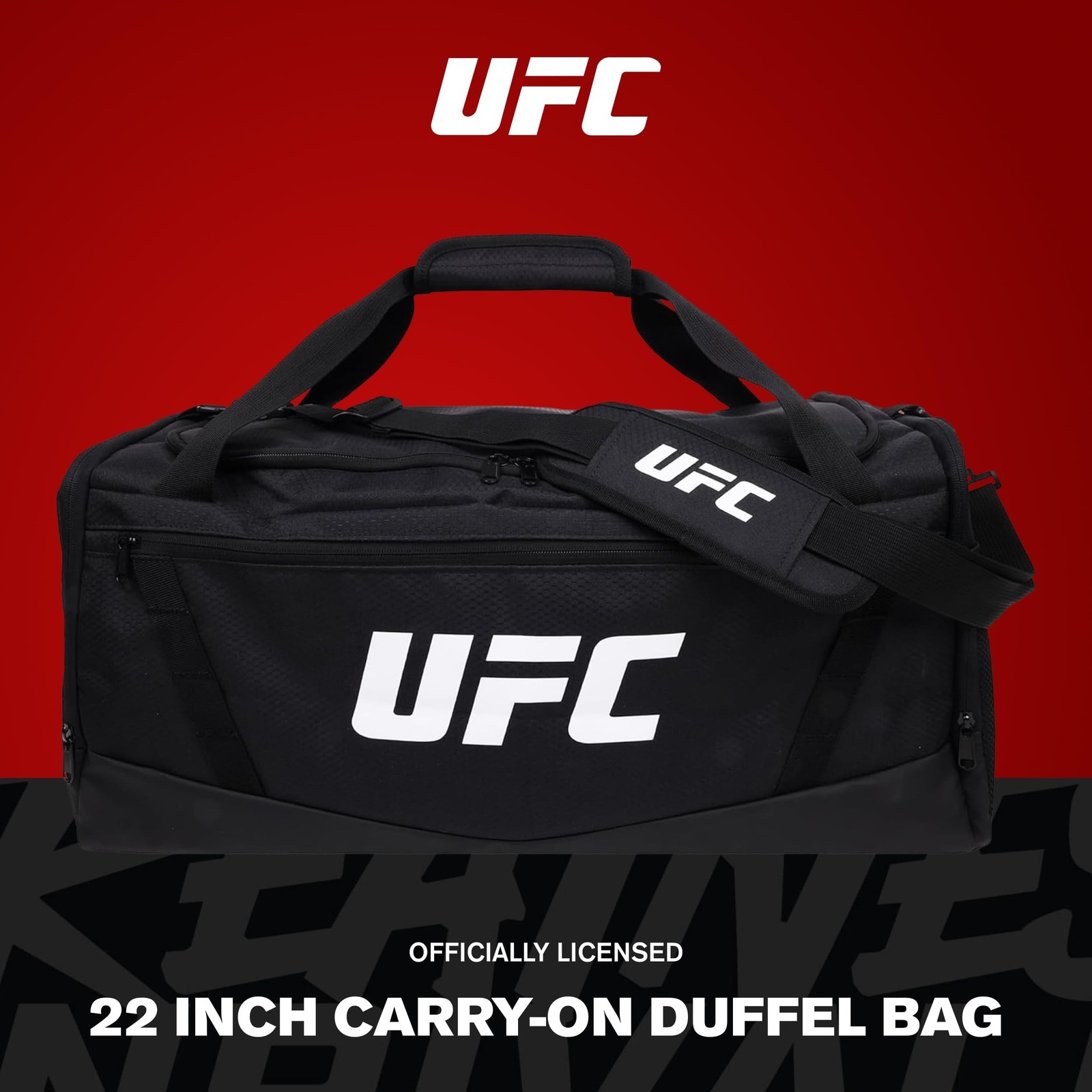 UFC Gym Bag, 22 Inch Carry On Large Travel Duffel Bag for Men and Women, Shoe…