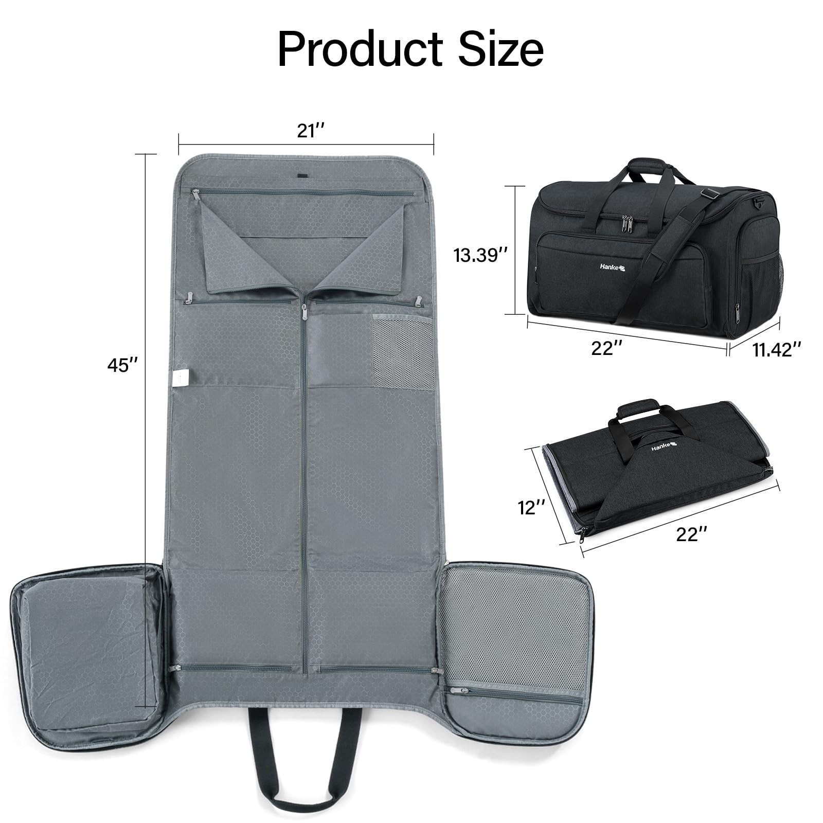 Hanke Carry on Garment Bags for Travel,Convertible Duffle Bag Luggage Bag Wee…