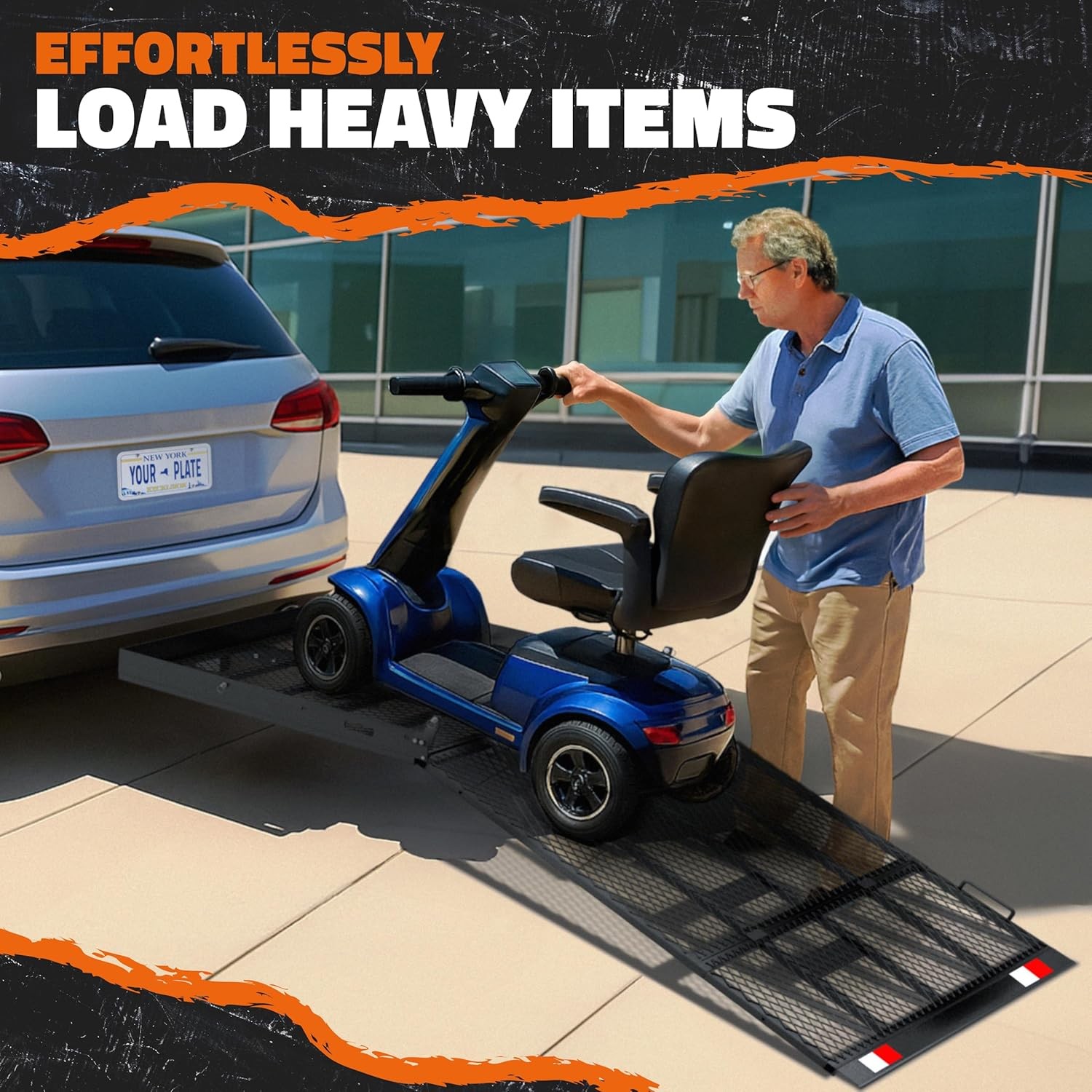 Mockins 40″x40″x4″ Square Trailer Hitch Cargo Carrier with Ramp | 500lbs Cap Ste