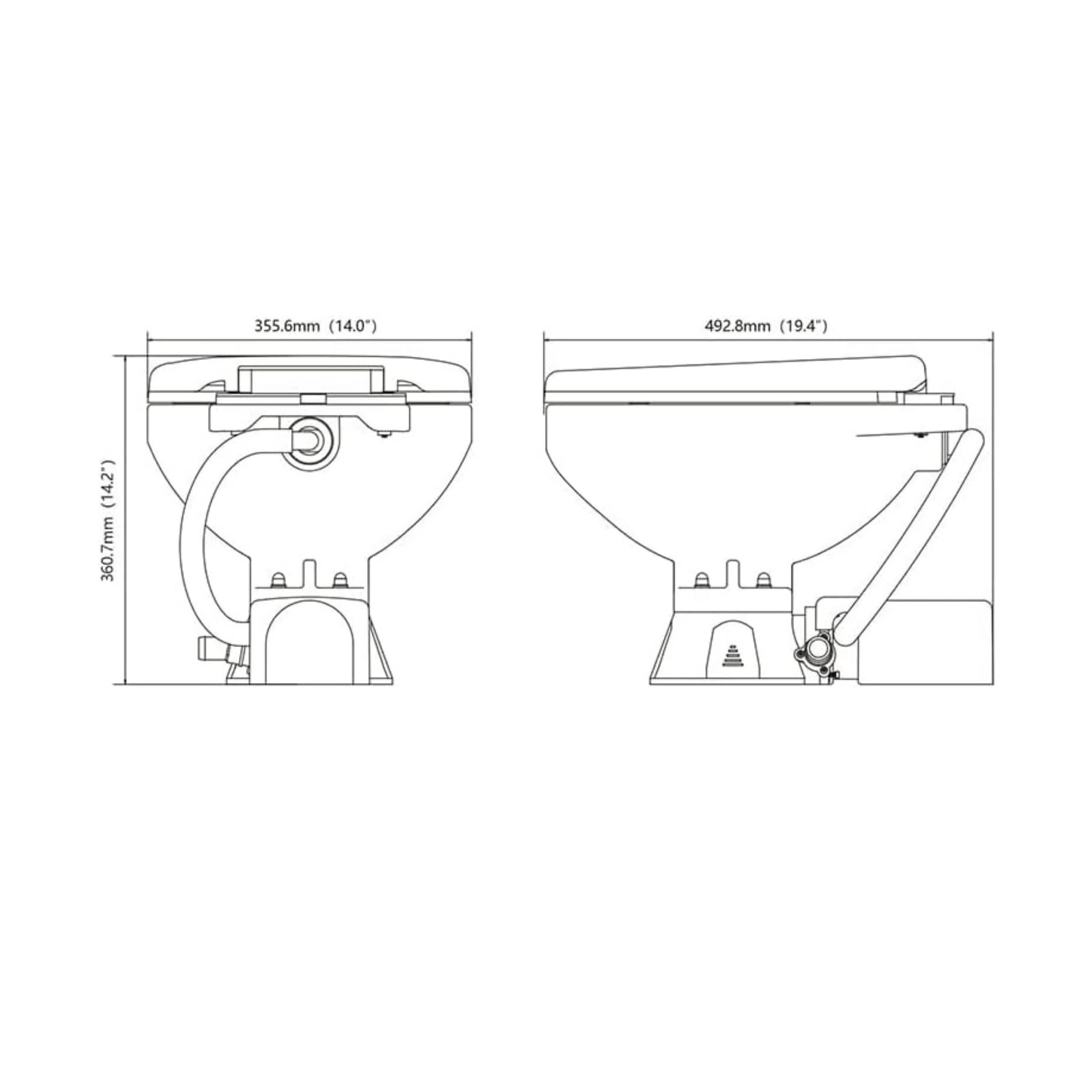 SEAFLO 12V Electric Flush Marine Toilet – Large Size Marine Head – C