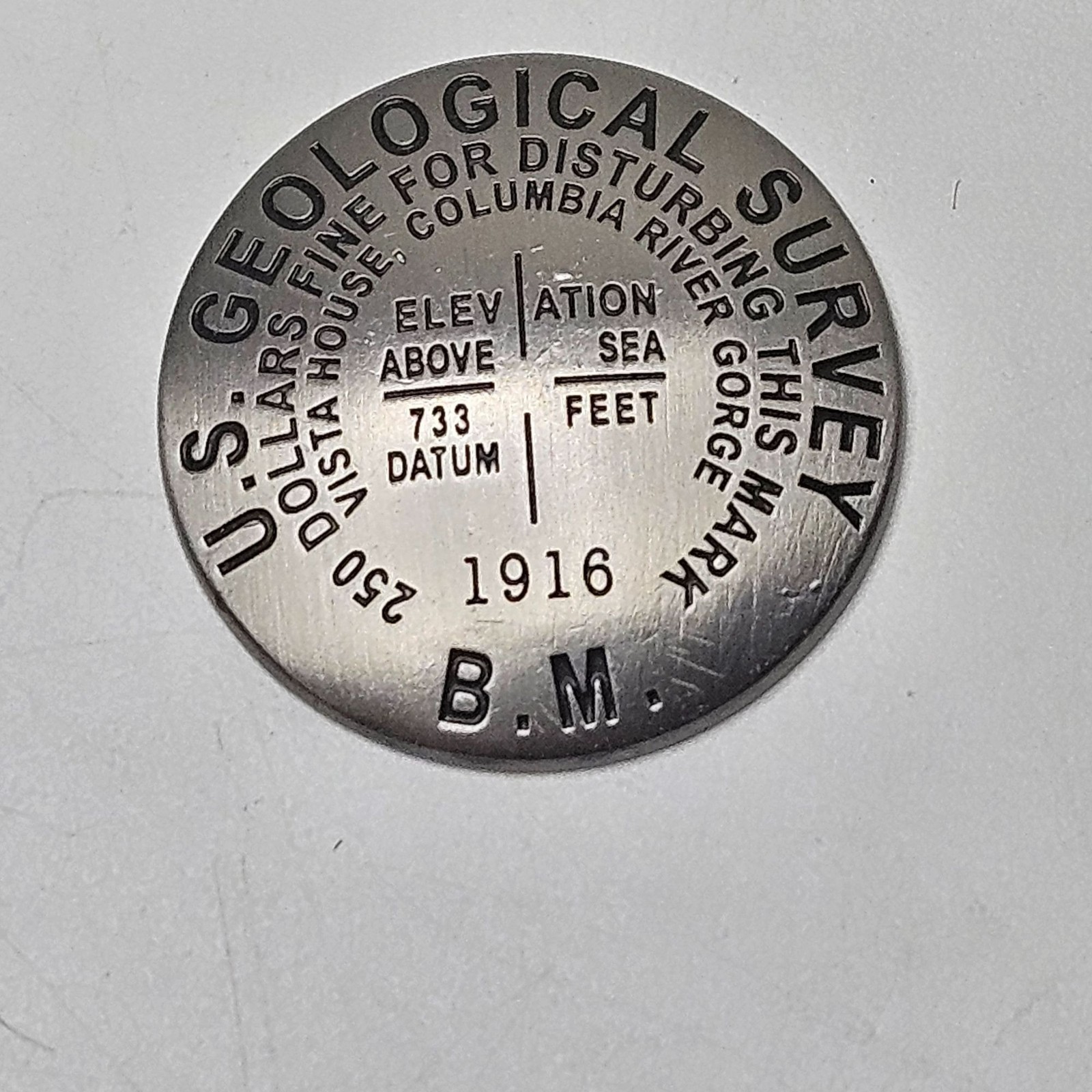 U.S. Geological Survey Benchmark Replica Vista House Columbia River Gorge 1916