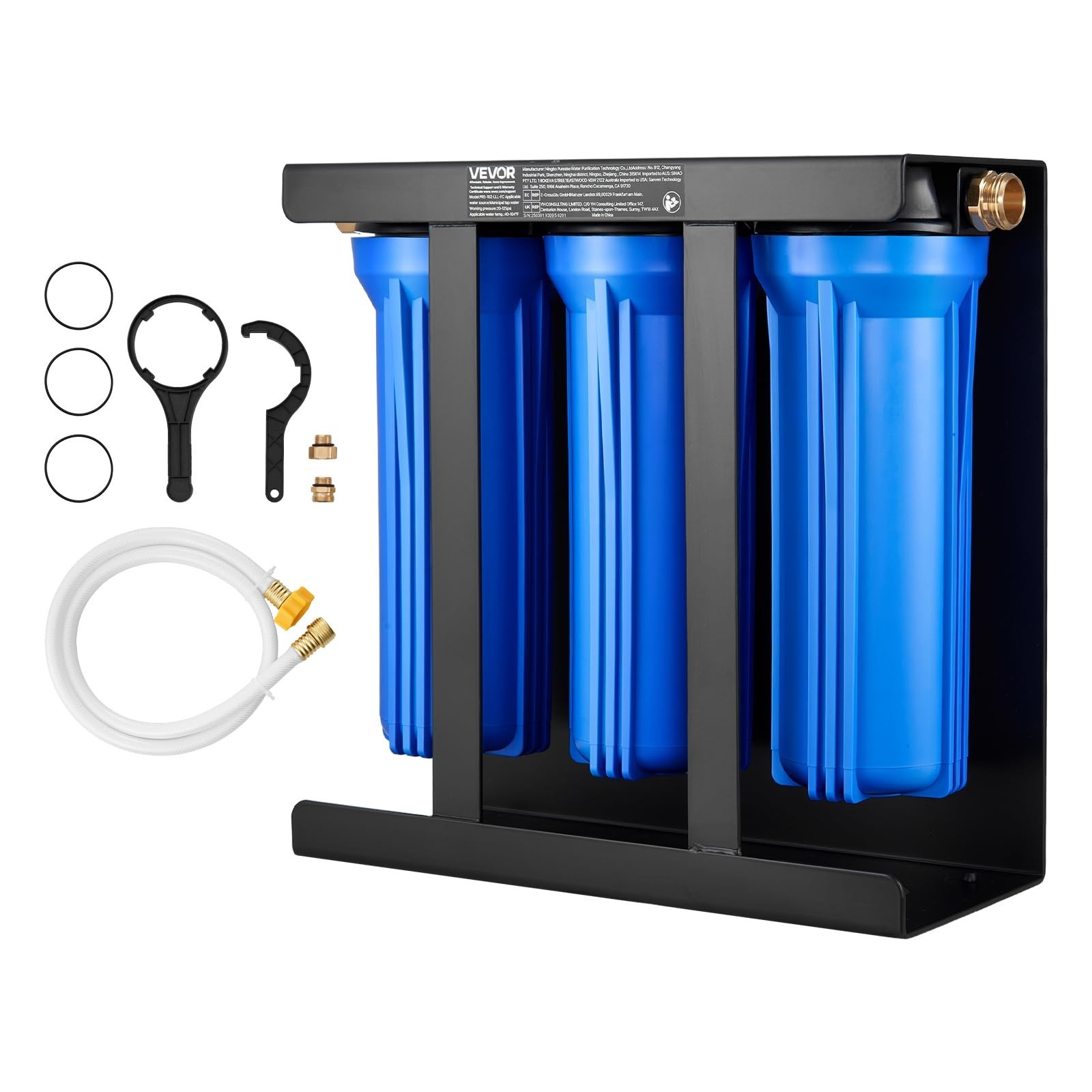 VEVOR RV Water Filter with Bracket, 3-Cartridge 2.5 x 10 in Water Filter Syst…