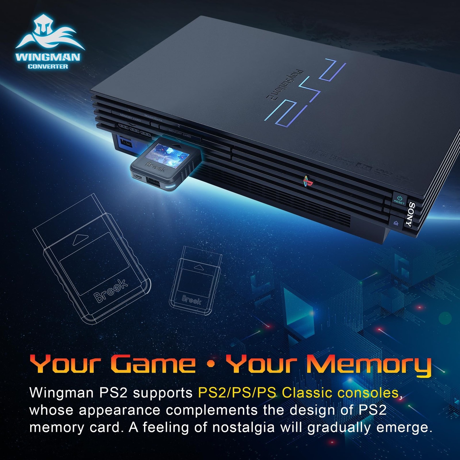 Brook Wingman PS2 Converter Wireless Adapter for PS4/PS3 to PS2/PS1/PS Classi…