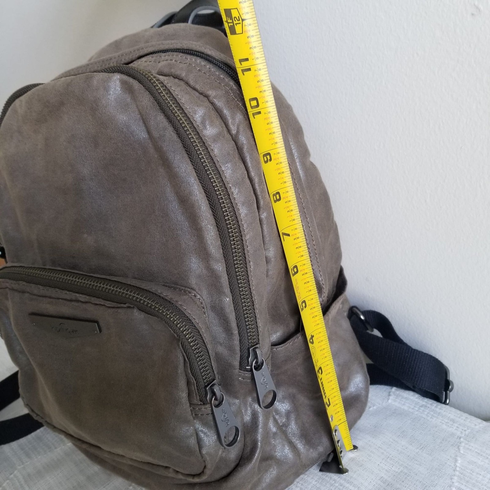 Kipling Tabbie KC Mini Leather Backpack Metal Taupe