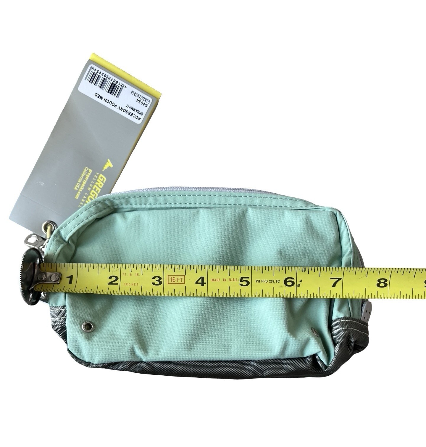 Gregory Yellow Label Accessory Pouch Medium Mint Green Zip Travel Organizer NWT