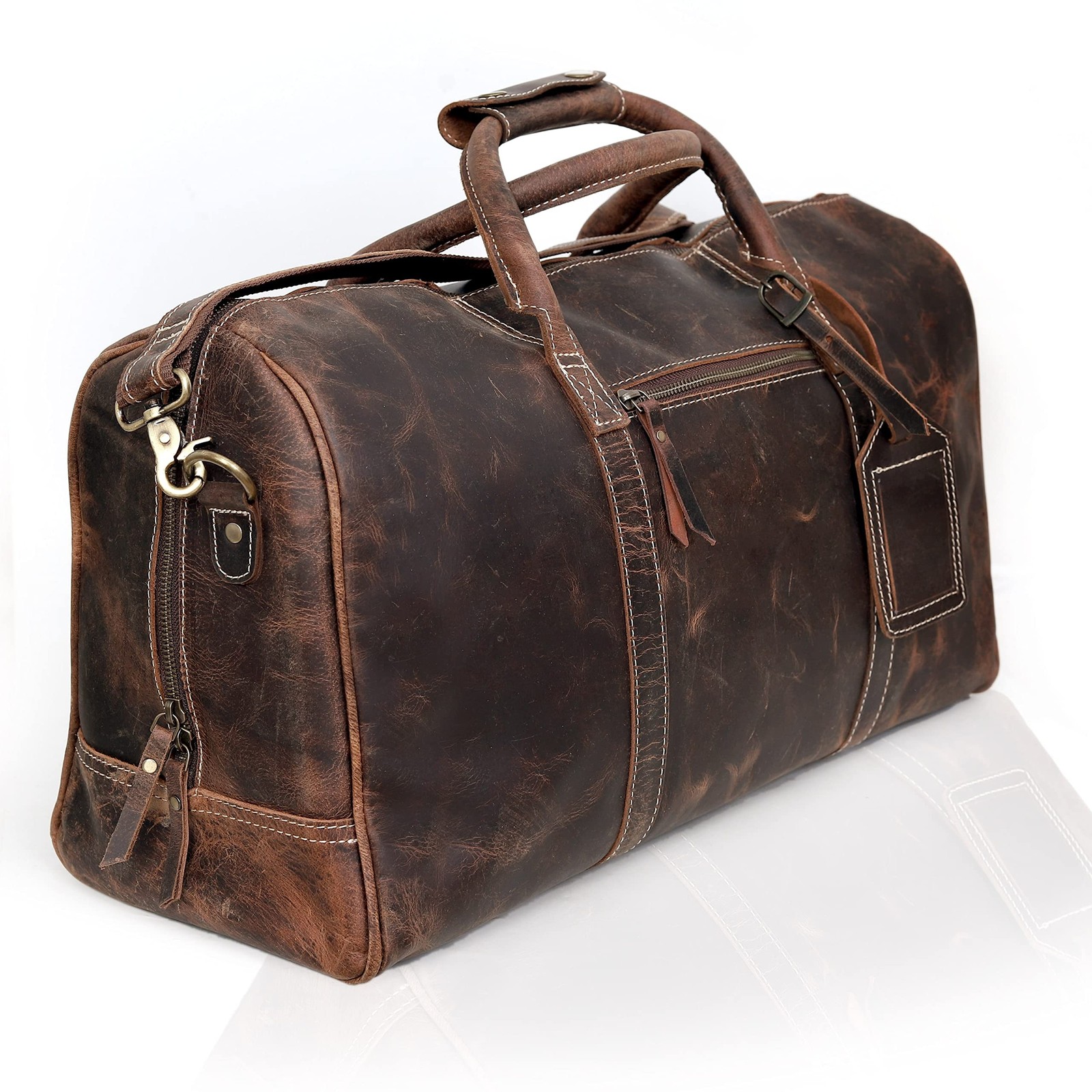 Leather 24 Inch Duffle Bag for Men and Women Large Carry On Luggage Weekender…