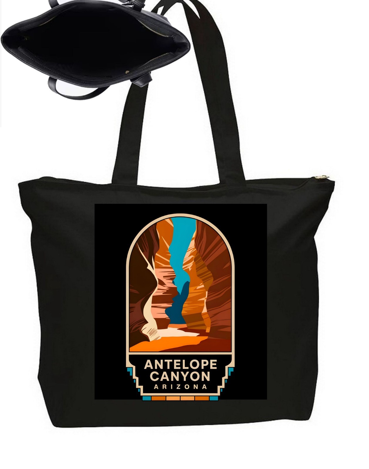 Antelope Canyon Park Tote Bag Zipper Closure Travel Poster Art 20″ Wide