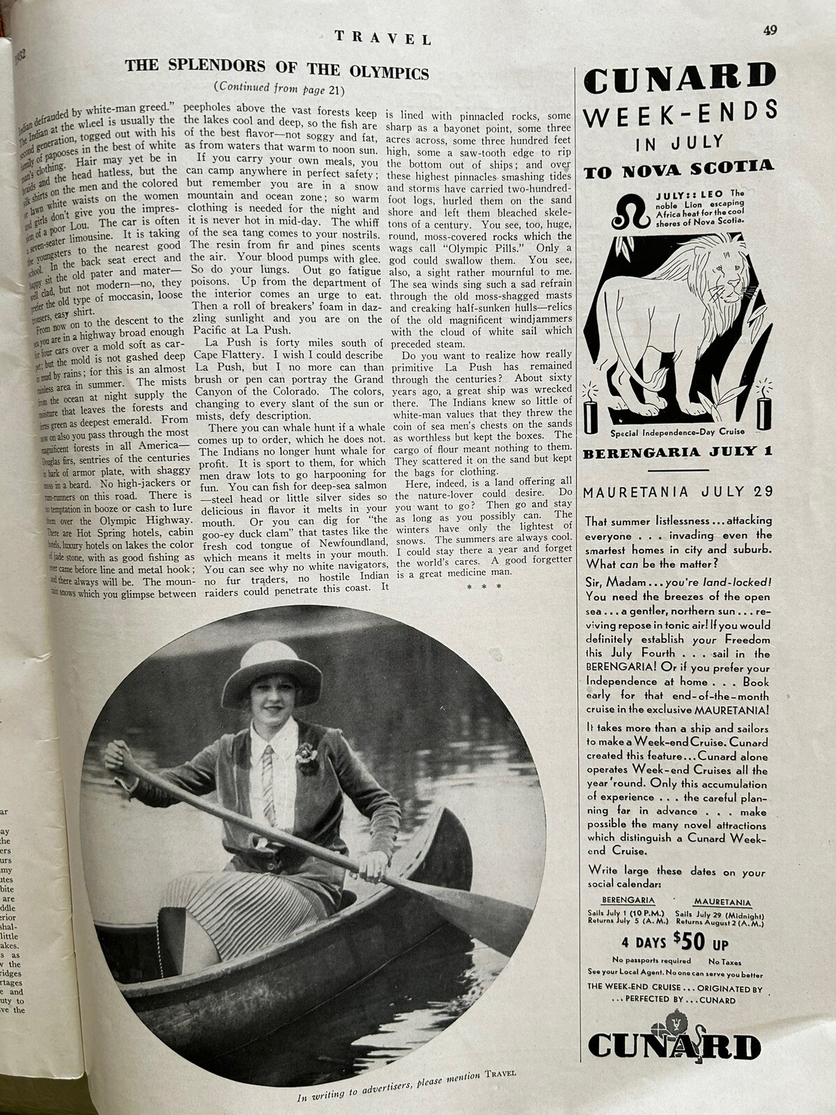 1932 July TRAVEL MAGAZINE Trails In Minnesota Soviet Cathedral Goethe Windjammer