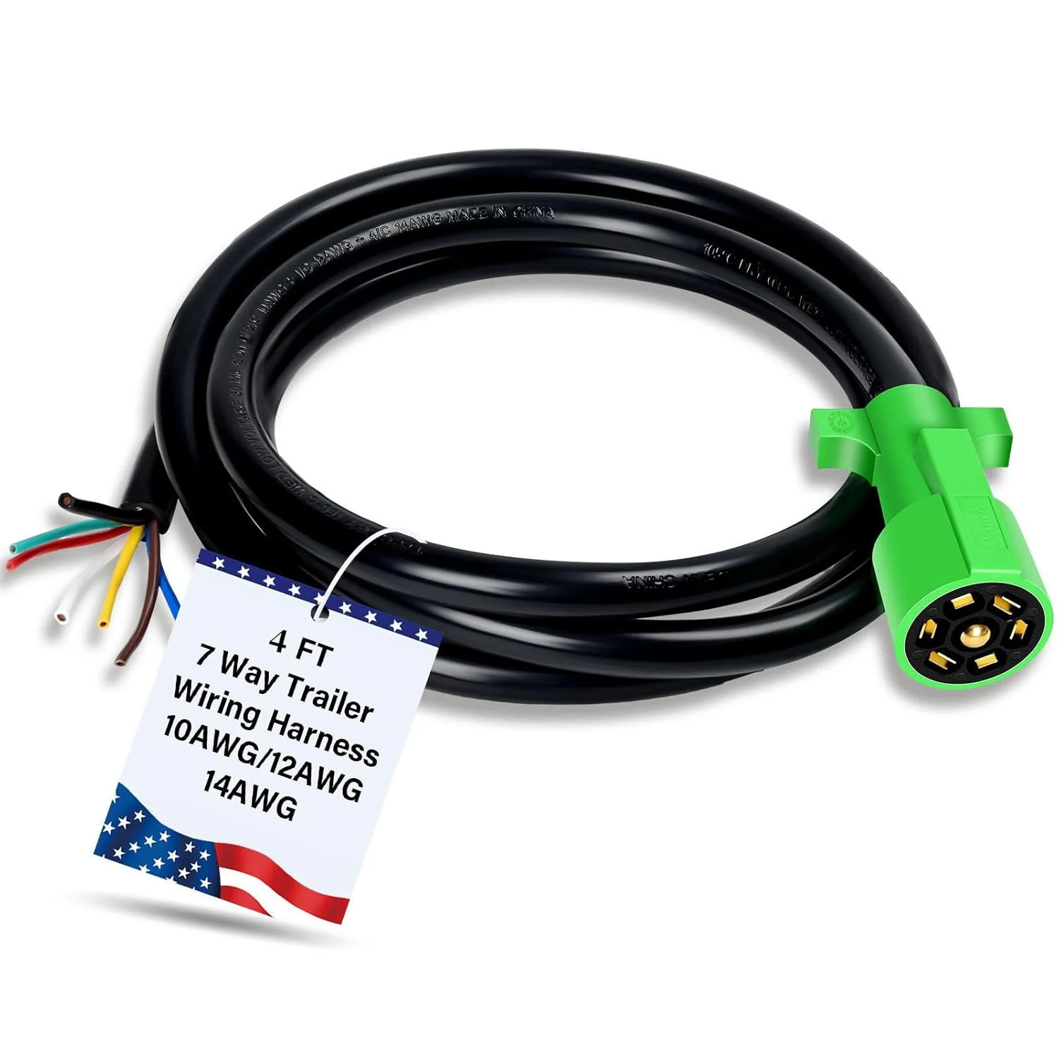 4 FT 7 Pin Trailer Plug 7 Way Trailer Plug 7 Pin Trailer Wiring-7Way-4FT