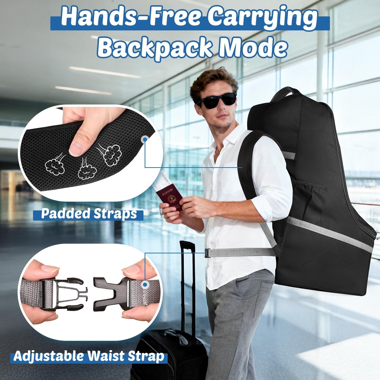 Padded Car Seat Travel Bag For Airplane: Backpack Car Seat Cover for Air Trav…