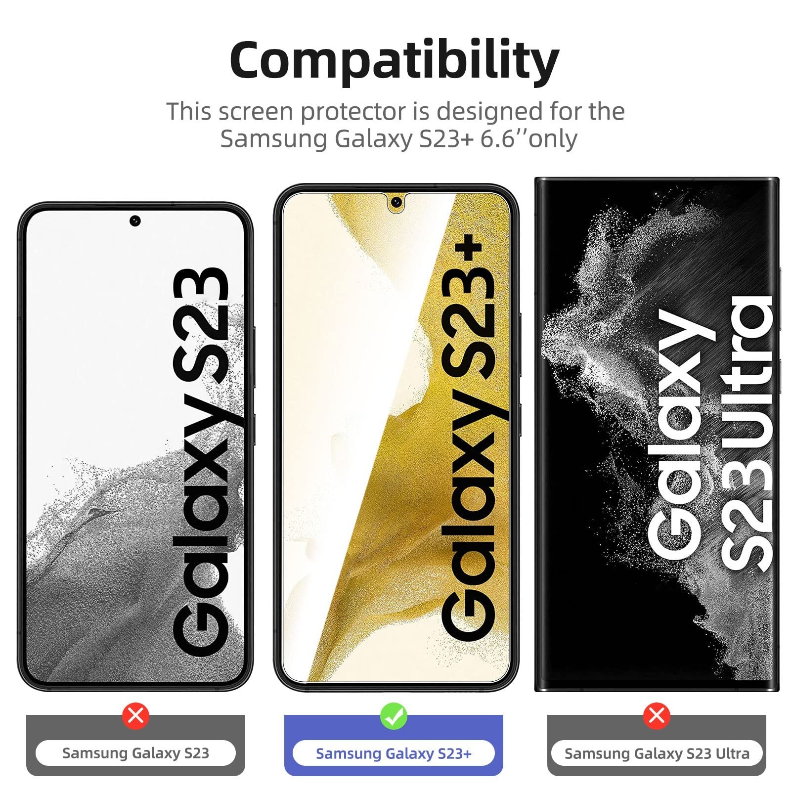 NEW’C 3 Pack Designed for Samsung Galaxy S23+ / S23 Plus 6,6 Inches Screen Pr…
