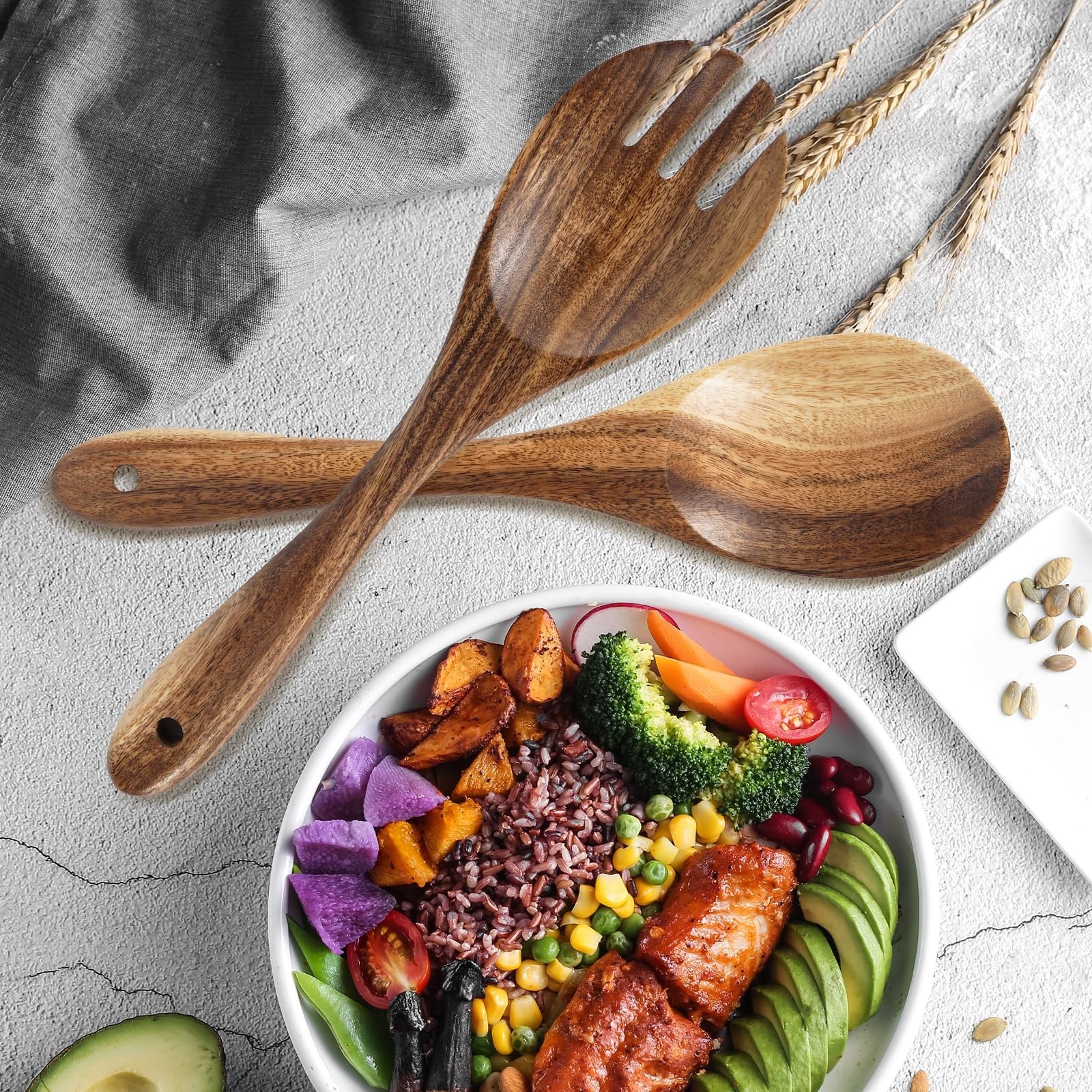 Salad Tongs, Wooden Spoons, Salad Tongs for Serving, 10-inch Serving Utensils…