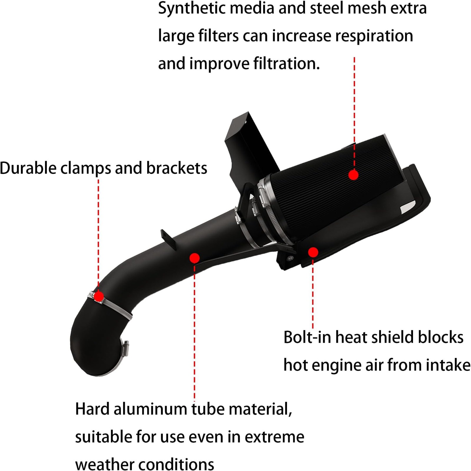 4’’ Cold Air Intake with Heat Shield Compatible with 1999-2006 GMC & Chevy V8…